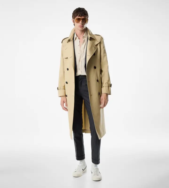 COTTON SILK TRENCH CAMEL online